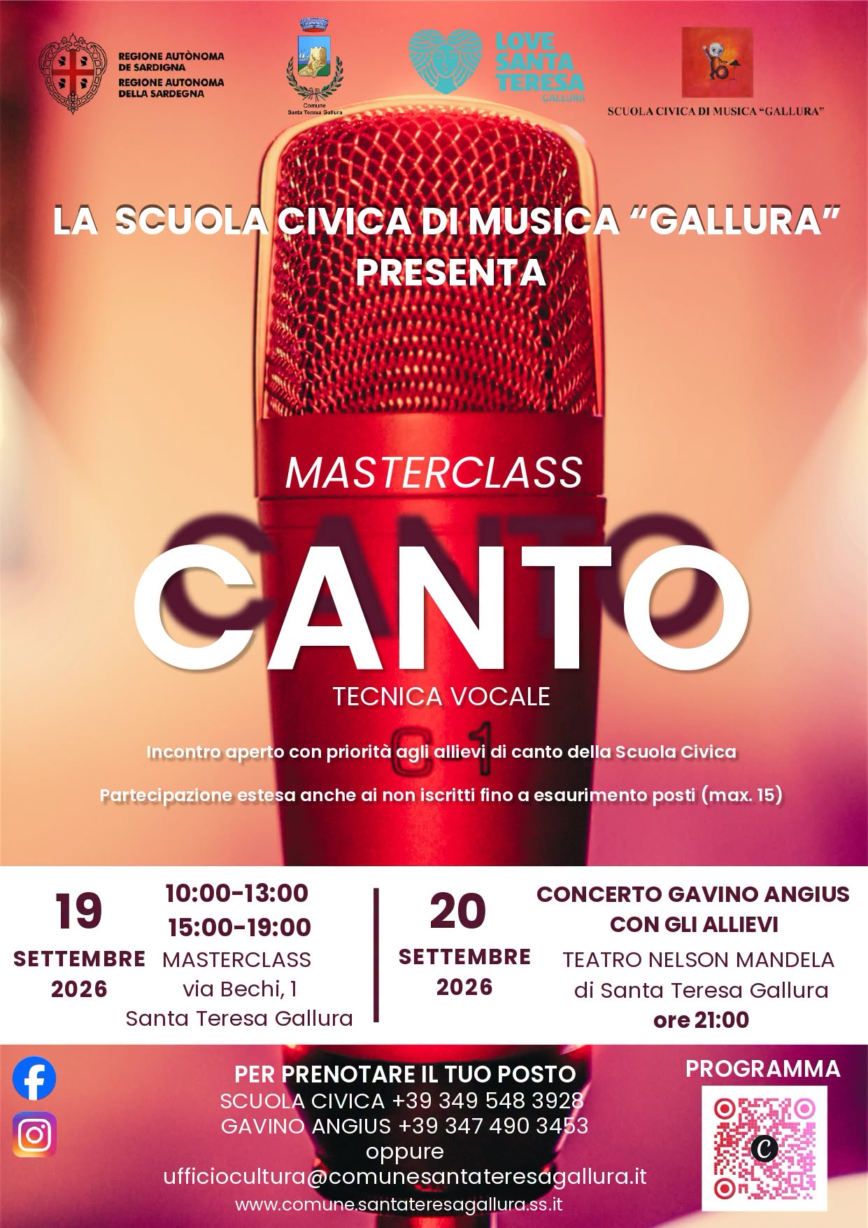 Locandina di Masterclass di canto e tecnica vocale